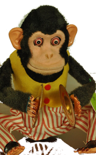 A cymbal-banging monkey toy